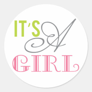 C'est une Fille baby shower rond autocollants de f