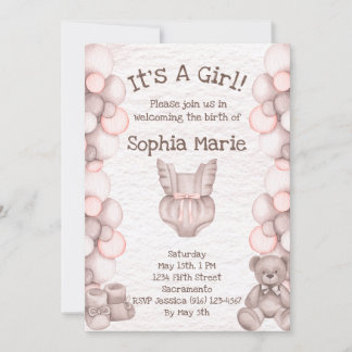 C'est une fille bébé Faire-part douche Invitation