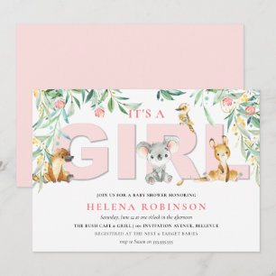 C'est une fille Bush Babies Baby Shower Invitation