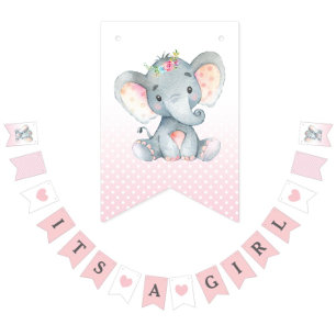 C'Est Une Fille Drapeaux Bannière Éléphant Rose