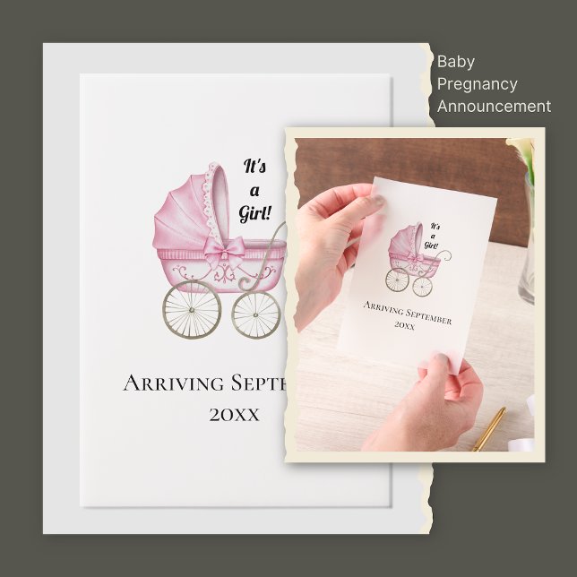 C'est une fille ! Faire-part de grossesse pour béb (Créateur téléchargé)