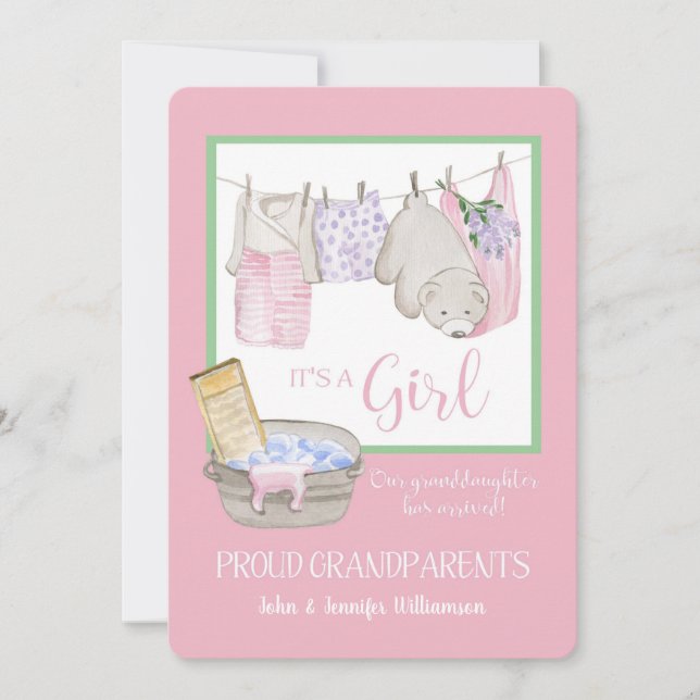 C'est une fille - Fier grand-parents Faire-part (Devant)