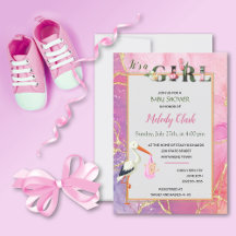 C'est une fille Floral Baby shower Invitation