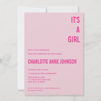 C'est une FILLE Invitation à la Baby Shower