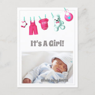 C'est une fille ! Nouveau bébé - Carte postale per