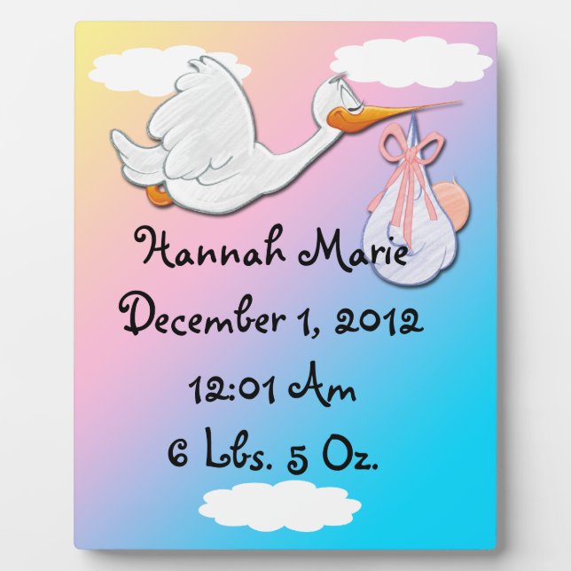 C'est une fille - Plaque de garde de cigogne (Devant)