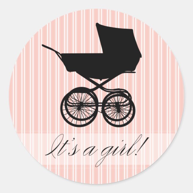 C'est une fille ! Sticker Buggy Bébé Rose (Devant)