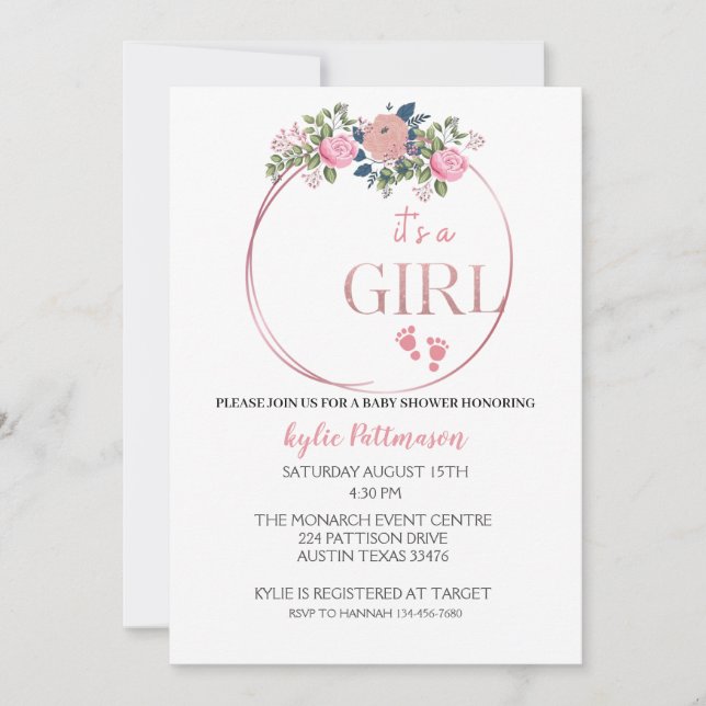 C'est une Girl floral Baby shower Invitation Card (Devant)