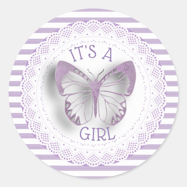 C'est une Girl Violet Stickers papillon rayé (Devant)
