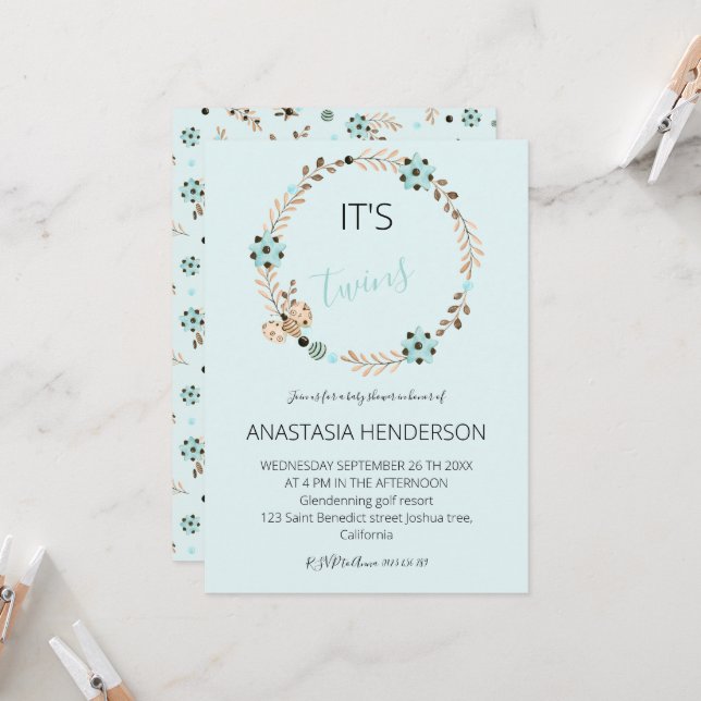 C'est une invitation à deux Baby showers. (Devant/Arrière en situation)