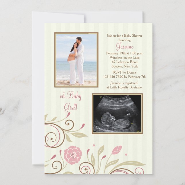 C'est une invitation à un Baby shower de photos de (Devant)