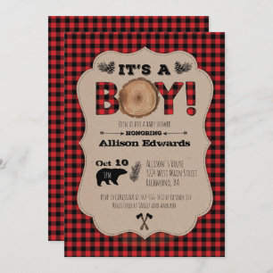 C'est une invitation à un Baby shower Plaid de Boy