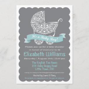 C'est une invitation à une baby shower pour un gar