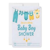 C'est une invitation à une baby shower pour un gar