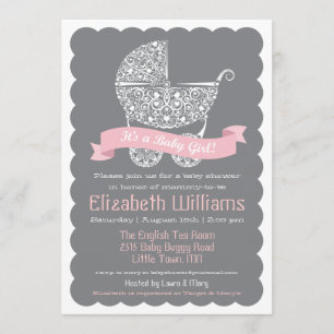 C'est une invitation à une baby shower pour une fi