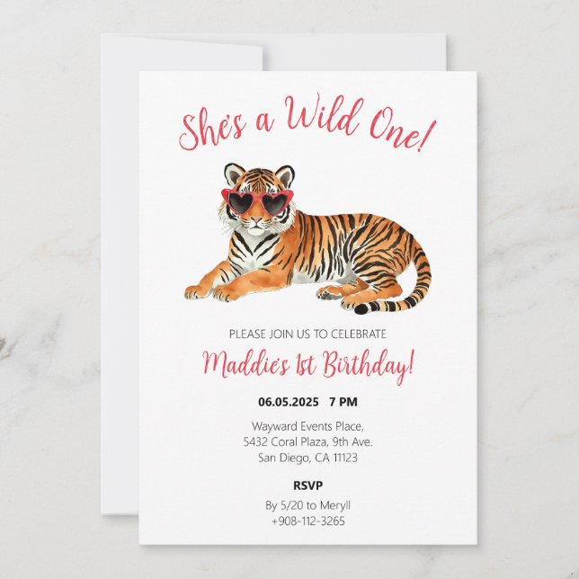 C'est une Invitation d'anniversaire d'un tigre sau (Devant)