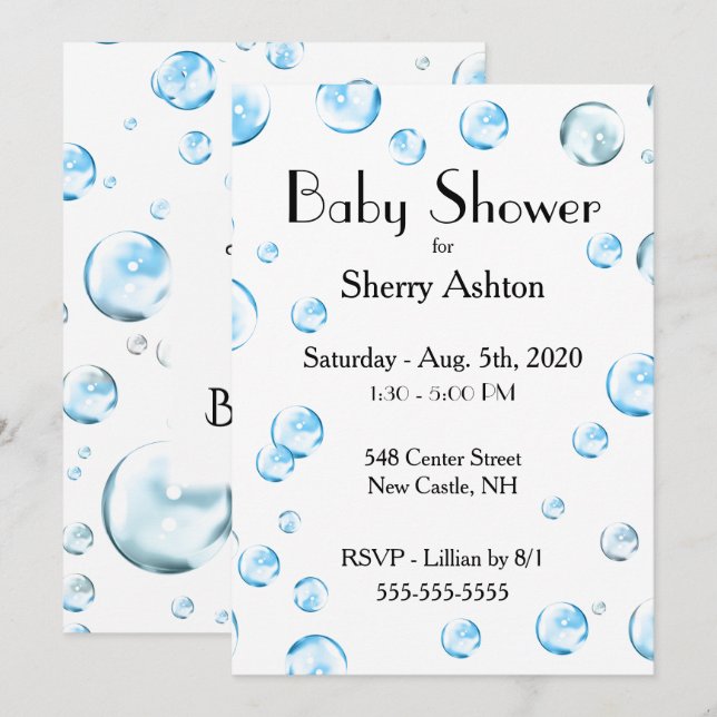 C'est une Invitation de Baby shower de bulle (Devant / Derrière)