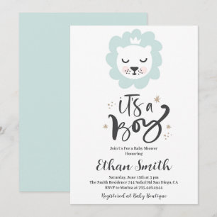 C'est une invitation de Baby shower de Lion Garçon