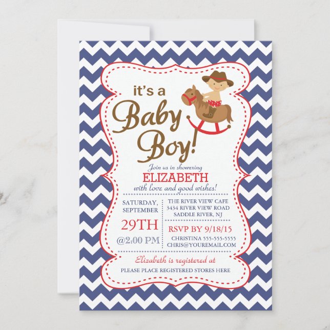 C'est une invitation de Baby shower pour garçons d (Devant)
