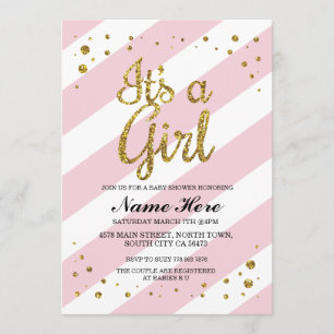 C'est une Invitation d'or de Baby shower rose