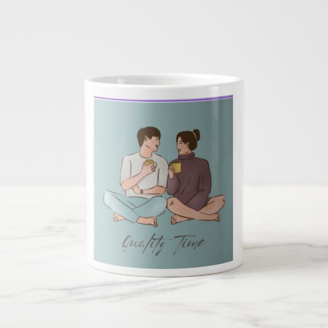 C'est une tasse de café couleur cyan clair pour un (Devant)