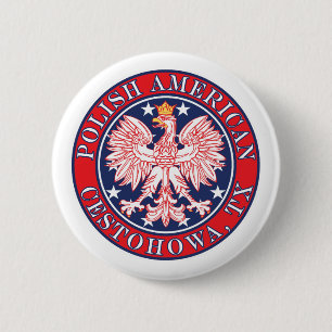 Cestohowa Texas Polish American Eagle 2 Inch Round Button