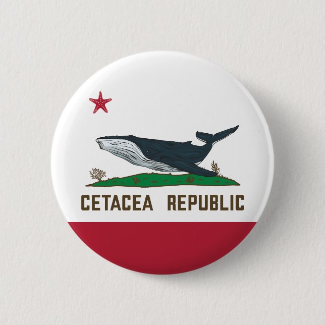 Cetacea Republic Whale Flag Rorqual 2 Inch Round Button (Front)