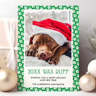 Cette Année Était Ruff Green Pet Photo Carte de No