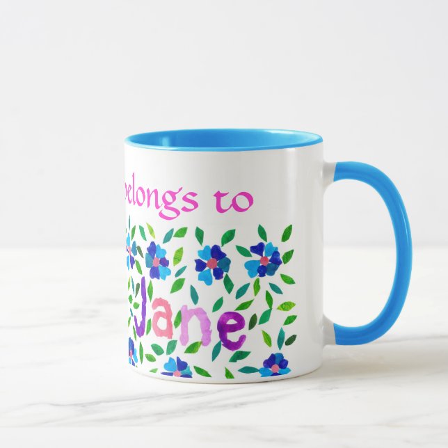 'Cette Mug appartient à Jane' Ringer Mug (Droite)