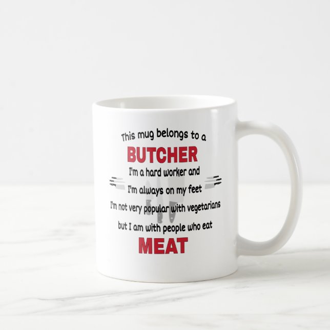   Cette Mug Appartient À Un Boucher. Cadeau Bouche (Droite)