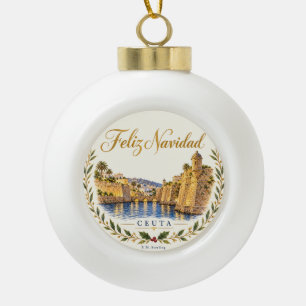 Ceuta Feliz Navidad Christmas Ceramic Bauble Ceramic Ball Christmas Ornament