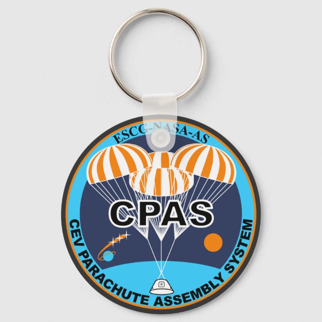 CEV Parachute Assembly System Coaster Button Keychain (Front)