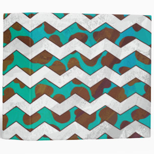 Cevron Dalmatian Brown and Teal Binder