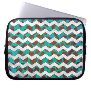 Cevron Dalmatian Brown and Teal Laptop Sleeve