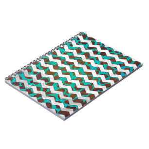 Cevron Dalmatian Brown and Teal Notebook