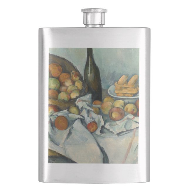 Cezanne Basket Apples Impressionism Art Hip Flask (Front)
