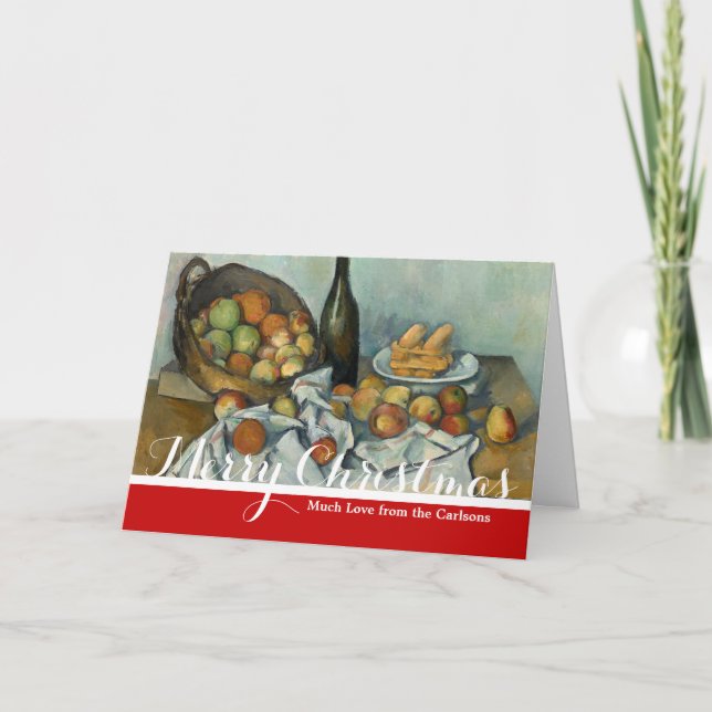 Cezanne Basket Apples Impressionism Art Holiday Card (Front)
