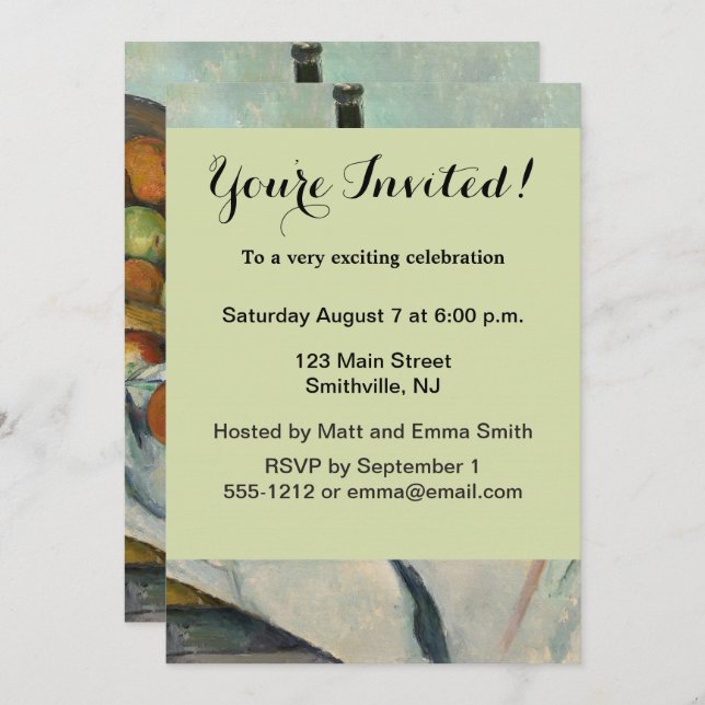 Cezanne Basket Apples Impressionism Art Invitation (Front/Back)