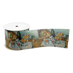 Cezanne Basket Apples Impressionism Art Satin Ribbon