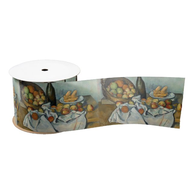 Cezanne Basket Apples Impressionism Art Satin Ribbon (Spool)
