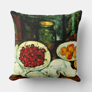 Cezanne - Cherries, fine art, Throw Pillow