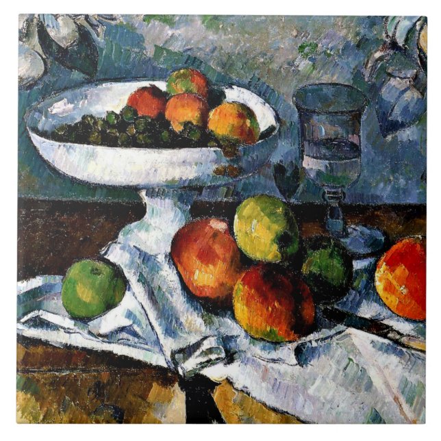 Cezanne - Compotier, Glass, Apples Tile (Front)