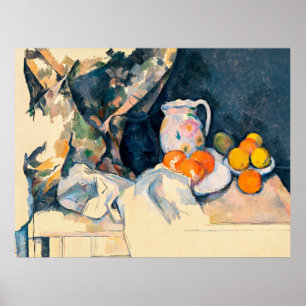 Cezanne - Curtain and Fruit Poster