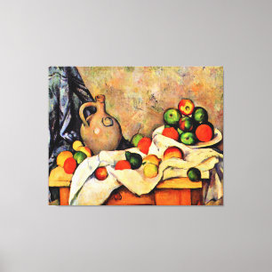 Cezanne - Curtain, Jug and Fruit, Canvas Print