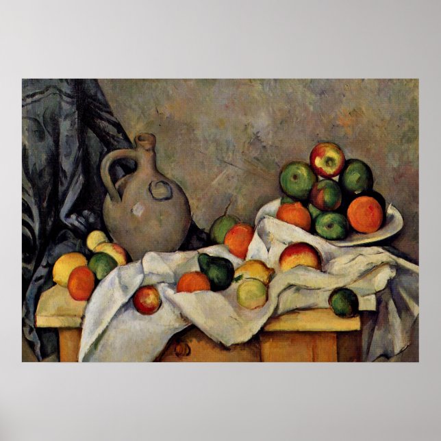 Cezanne - Curtain, Jug and Fruit Poster (Front)