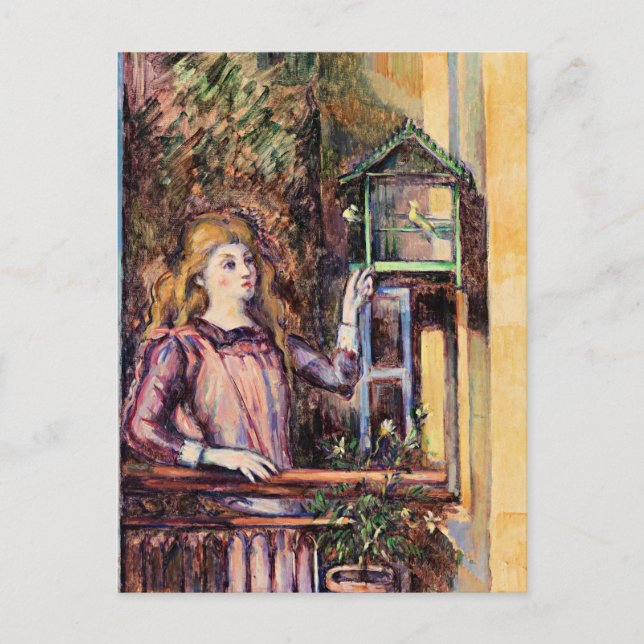 Cezanne - Girl with Birdcage Postcard (Front)