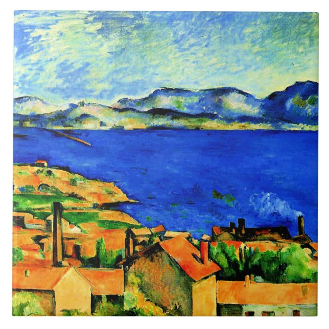 Cezanne - Gulf of Marseille, famous painting,  Tile (Front)