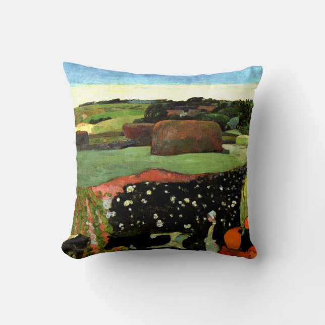 Cezanne - Haystacks in Brittany Throw Pillow (Front)