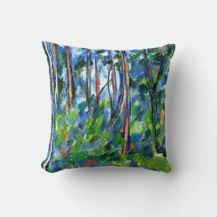 Cezanne - In the Woods, famous painting Throw Pillow
