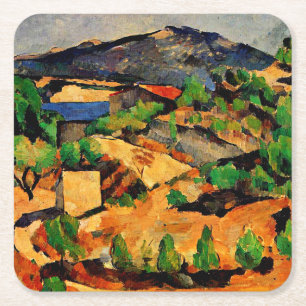 Cezanne - Mountains seen from l'Estaque Square Paper Coaster
